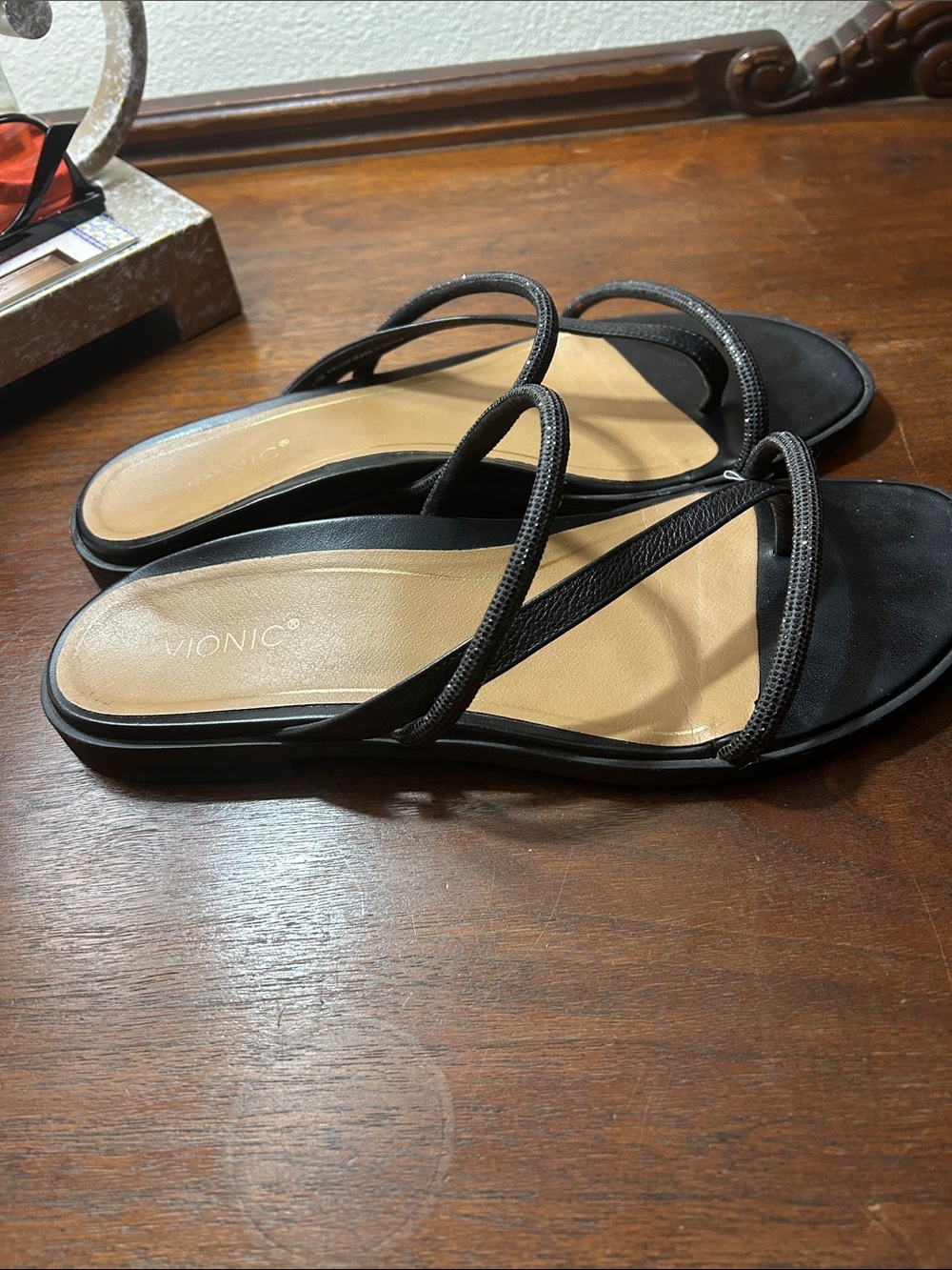 Vionic Black Multi-Strap Slide Sandals
